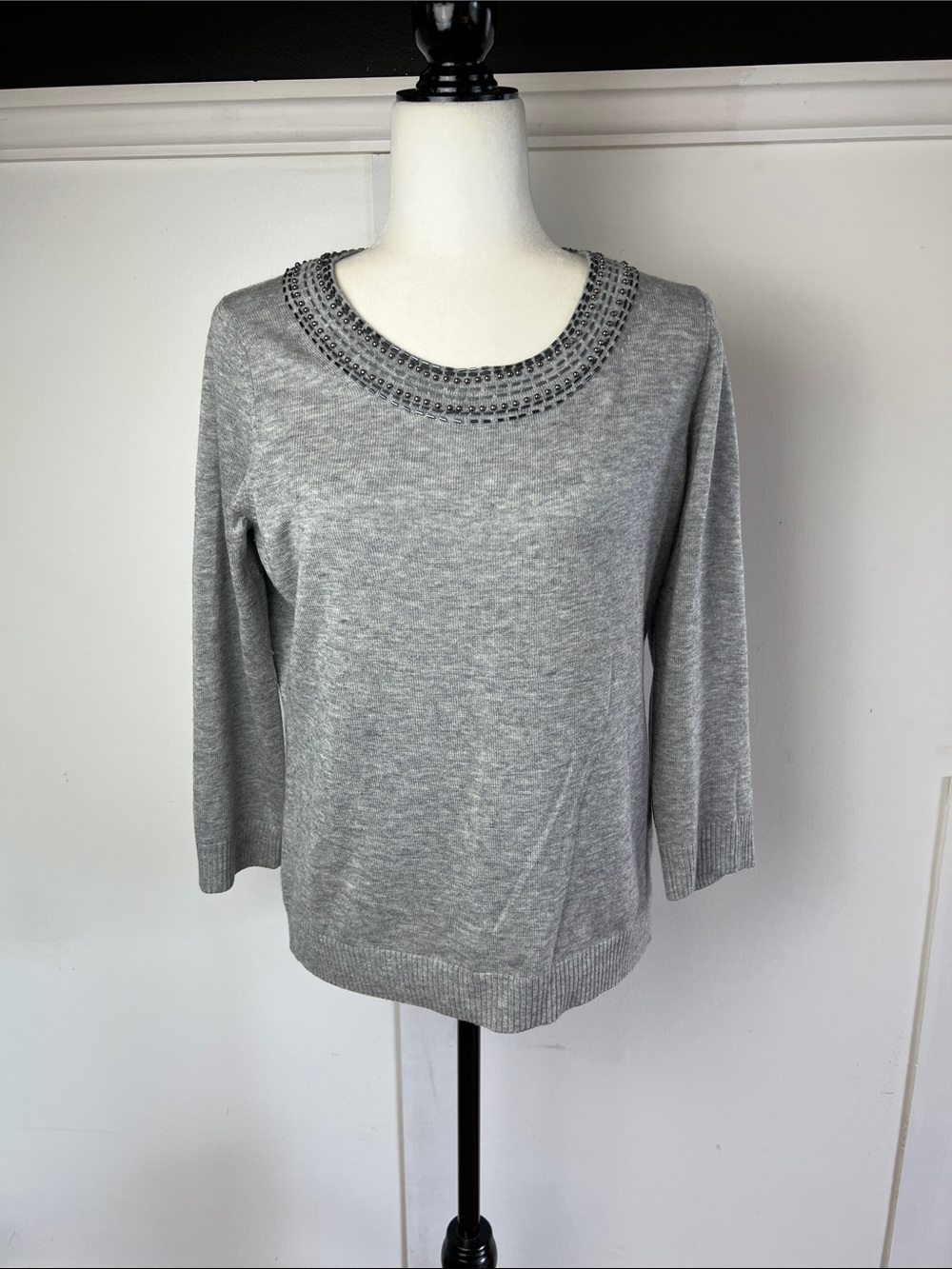 Gray Embellished Neck Sweater - Women from Banana Republic